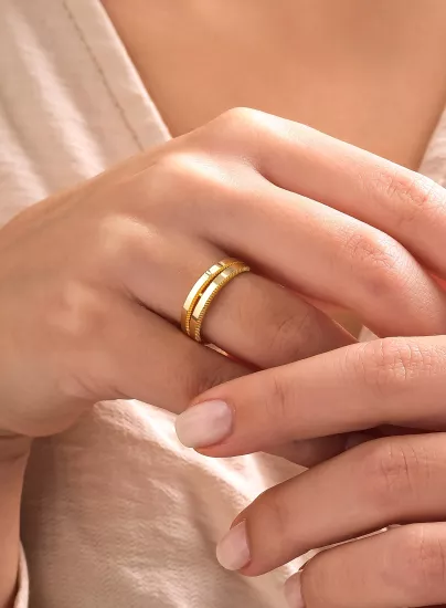 14 Ayar Altın İki Sıra Ajda Model Yüzük
