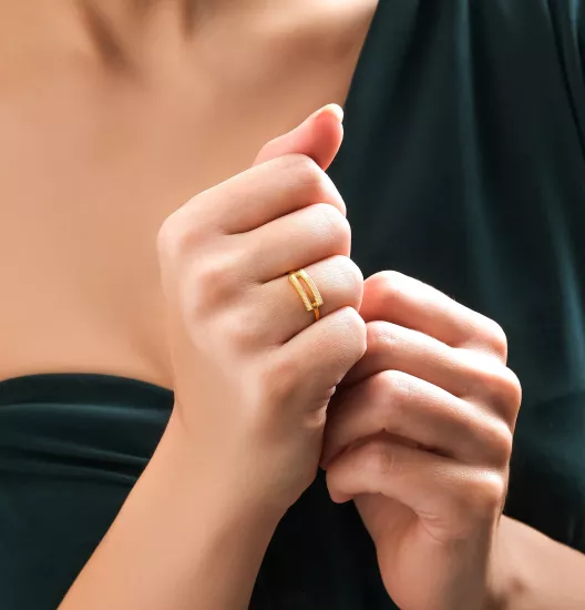  Altın Çift Sıra Ajda Model Yüzük