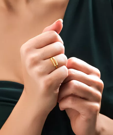  Altın Çift Sıra Ajda Model Yüzük