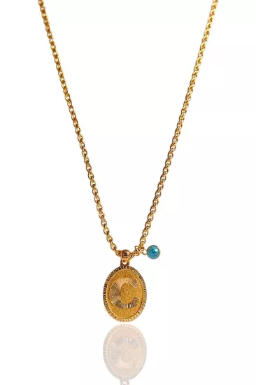 Altın Nostaljik C Harfli Halat Zincir