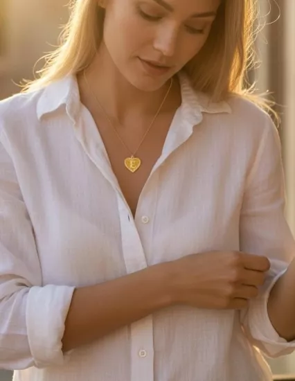 Altın E Harfli Aynalı Zincir