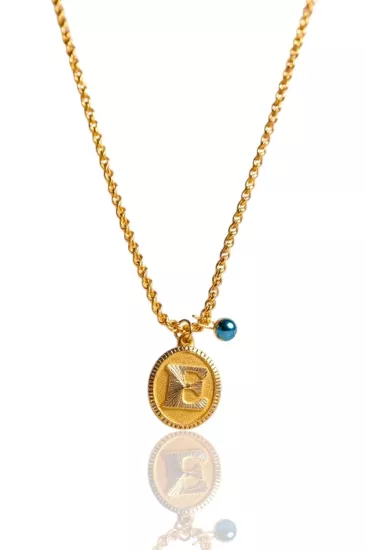 Altın Nostaljik E Harfli Halat Zincir