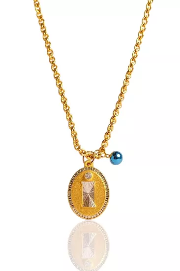 Altın Nostaljik İ Harfli Halat Zincir