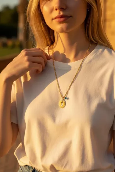 Altın Nostaljik İ Harfli Halat Zincir