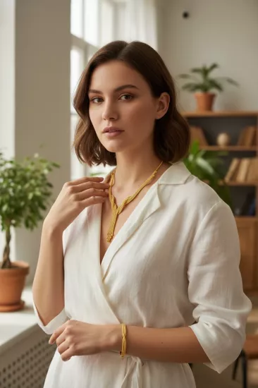 Altın Kazze Model Sarmaşık Gerdanlık Seti (Bileklik + Gerdanlık)