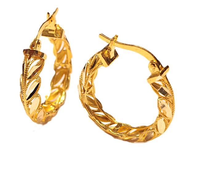  14 Ayar Altın Pullu Model Halka Küpe