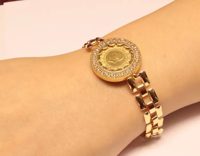 22 Ayar Yeni Tarih Çeyrek Altınlı Altın Kaplama Bileklik – İstanbul Aynı Gün Teslimat