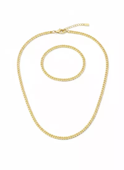 14 Ayar Altın Gurmet Kolye ve Bileklik Takım – 4 mm