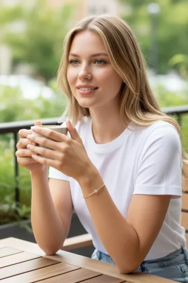  Altın Papatya Model Taşlı Kelepçe Bilezik