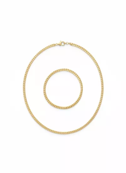 14 Ayar Altın Gurmet Kolye ve Bileklik Takımı –3 mm, Şık ve Zamansız Tasarım