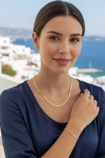 14 Ayar Altın Gurmet Kolye ve Bileklik Takımı –3 mm, Şık ve Zamansız Tasarım