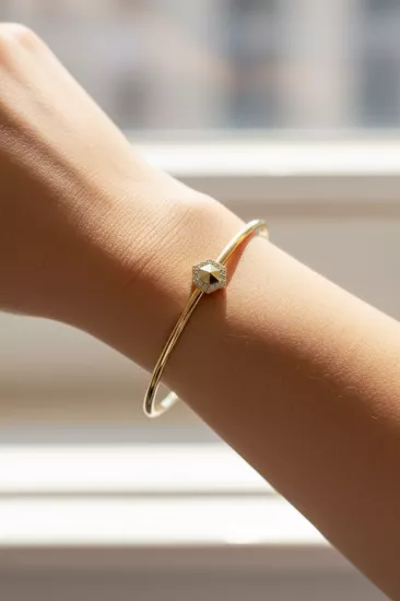  Altın Kristal Model Taşlı Kelepçe Bilezik