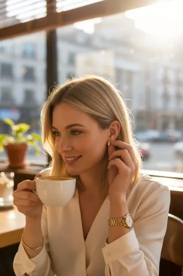  14 Ayar Altın Vidalı Minimal Damla Küpe