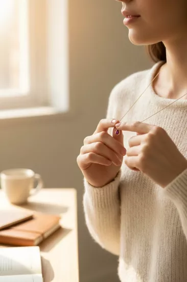 14 Ayar Altın Damla Kırmızı Taşlı Kolye Uçlu Zincir