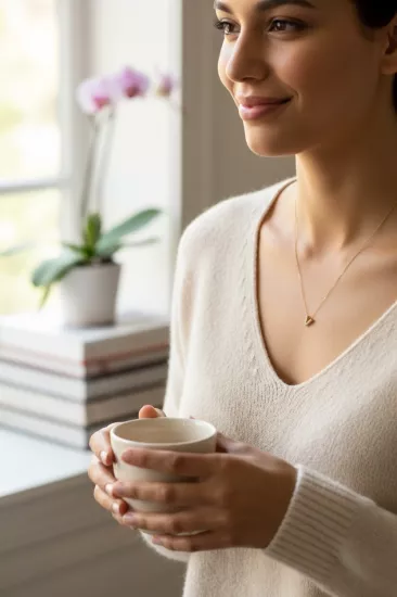 14 Ayar Altın Taşlı Üç Boyutlu V Harfli Zincir