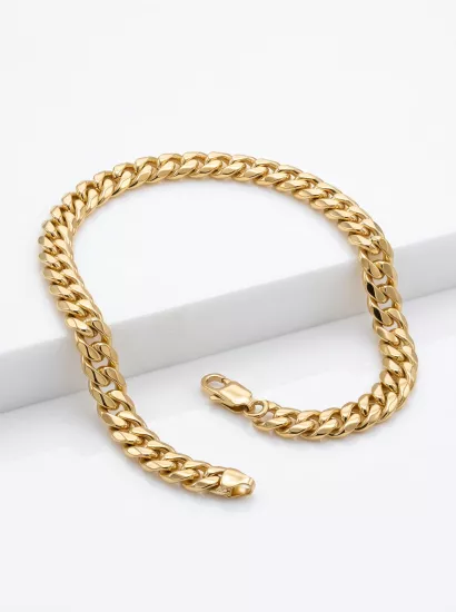 14 Ayar Altın Erkek Gurmet Model Bileklik – 9,40 Gram, 20 cm, 8 mm