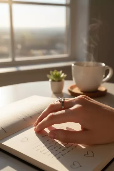 14 Ayar Beyaz Altın Tektaş Yüzük – Badem Tırnak Model