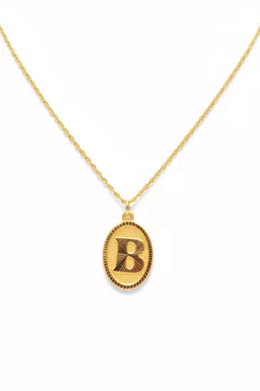 14 Ayar Halat Zincirli Nostaljik B Harfi Kolye – Zarif ve Anlamlı Tasarım