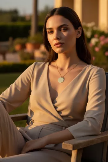 14 Ayar  Altın Yuvarlak Plaka Kolye Uçlu Zincir