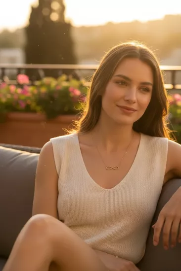 14 Ayar (585) Sonsuzluk Kolye Ucu ve Forse Zincir