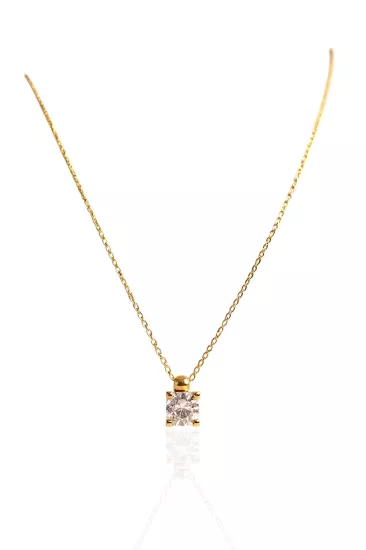 Altın Tek Taş Kolye Ucu ve Zinciri