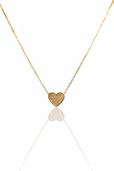Altın Kalpli Kolye Ucu ve Zinciri