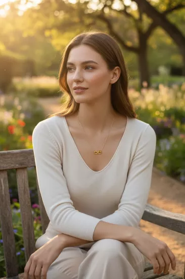 14 Ayar Altın Sonsuzluk Kolye Ucu ve Zinciri