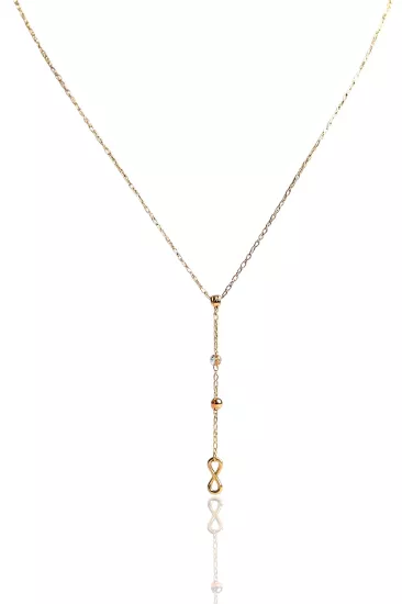 14 Ayar Altın Sonsuzluk Kolye Uçlu Zincir