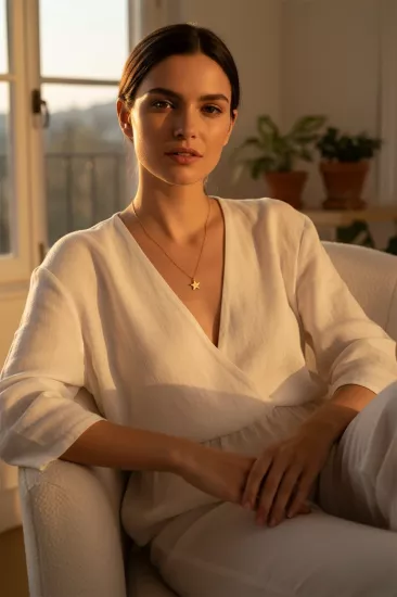 14 Ayar Altın Yıldız Kolye Uçlu Zincir