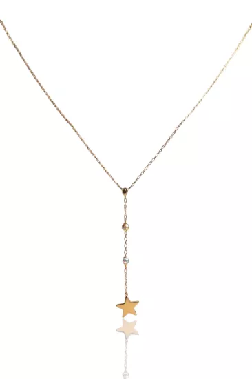 14 Ayar Altın Yıldız Kolye Uçlu Zincir