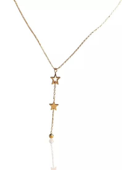 14 Ayar Altın Yıldız Kolye Uçlu Zincir