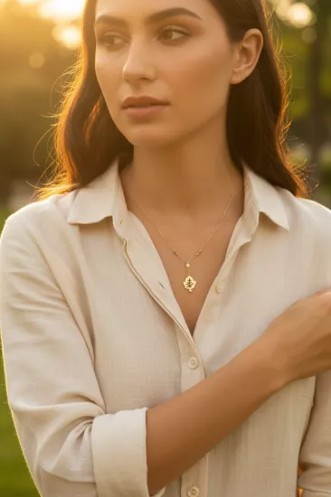 Altın Dorika Toplu Yaprak Zincir