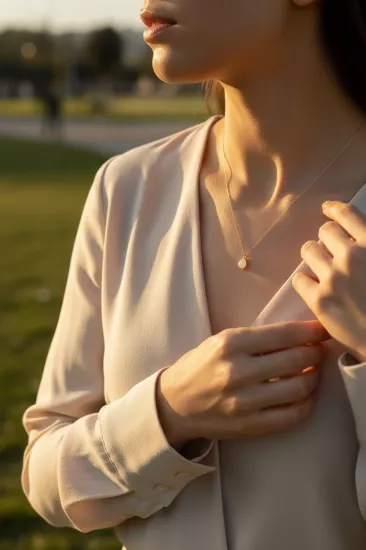 Beyaz Doğal Taşlı Kolye Ucu ve Zinciri