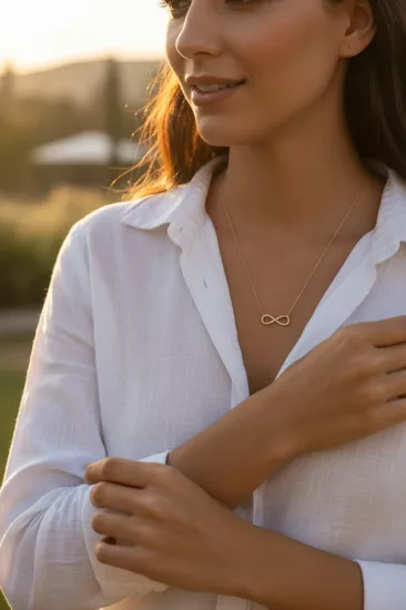 Altın Sonsuzluk Kolye Ucu ve Zinciri