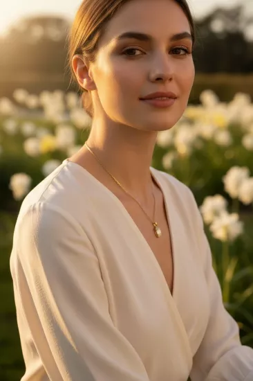 Altın Baget Taşlı Kolye Ucu ve Zinciri