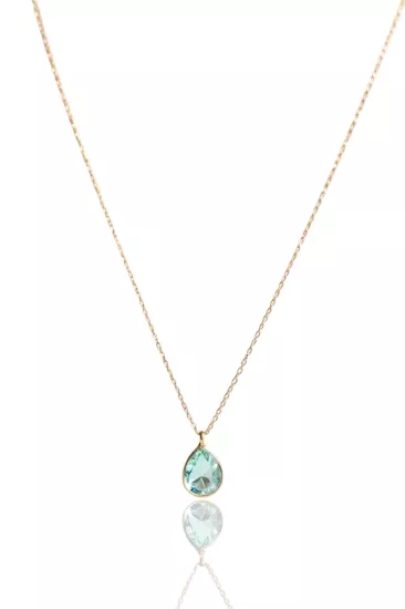 14 Ayar Altın (585k) Doğal Taş Kolye Ucu ve Zinciri – Zarif ve Şık Tasarım