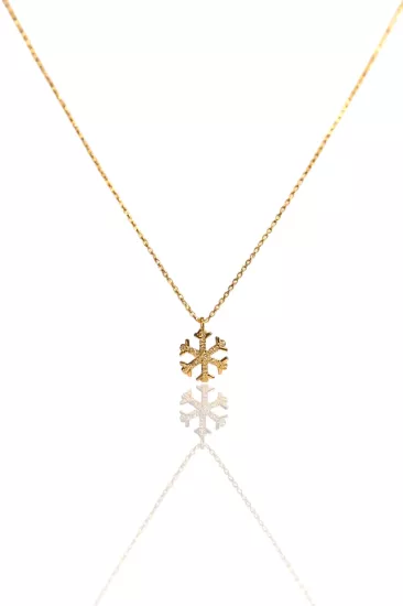 14 Ayar Altın Kar Tanesi Kolye Uçlu Zincir 