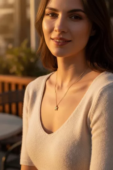 14 Ayar Altın Yıldız Kolye Uçlu Zincir