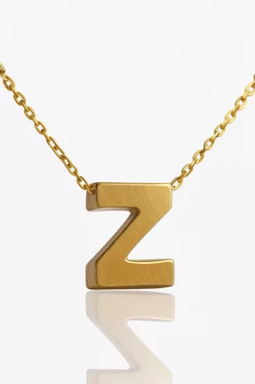 Altın 3 Boyutlu Z Harfi ve Zinciri