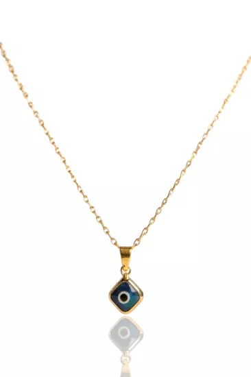  14 Ayar Altın Nazar Boncuklu Aynalı Zincir