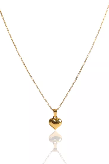 14 Ayar Altın Bomb Kalp  Kolye Ucu ve Zinciri