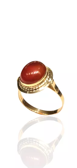 14 Ayar Altın Akik Taşlı Yüzük