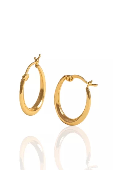 14 Ayar Altın Bombeli Halka Küpe