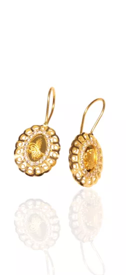 Altın Mengeçli Tuğralı  Küpe