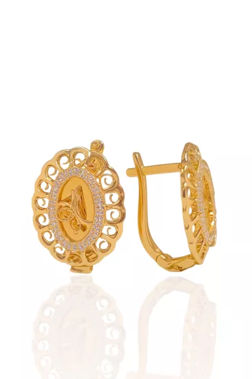 14 Ayar Altın (585K) Tuğralı J Model Bayan Küpe