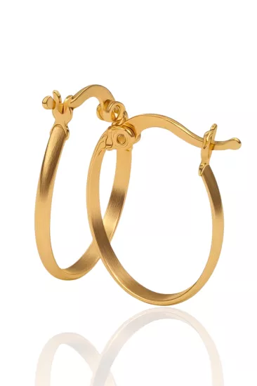 14 Ayar Altın Oval Halka Küpe