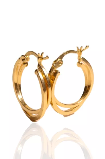 14 Ayar Altın İki Sıra Halka Küpe