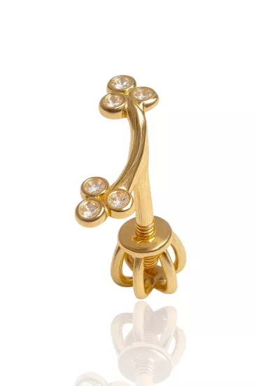 14 Ayar Altın Çengel Model Taşlı Vidalı Tragus Küpe