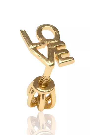 14 Ayar Altın “Love” Yazılı Vidalı Tragus Küpe