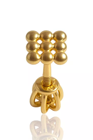 14 Ayar Altın Kare Model Taşsız Vidalı Tragus Küpe